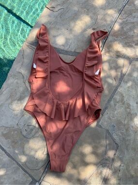 aerie Ruffle Front  One-Piece Swimsuit - Rust